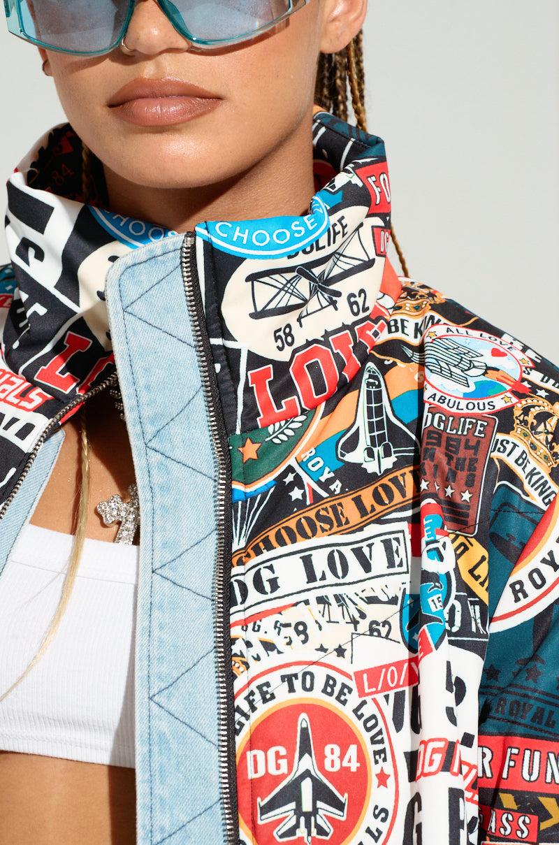 RED LIGHT LAYERED GRAPHIC BOMBER Product Image