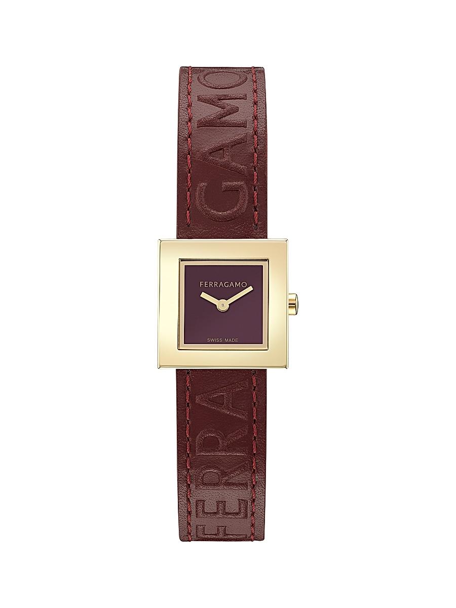 Womens FERRAGAMO Portrait Stainless Steel or Yellow Goldtone & Leather Strap Watch/20MM Product Image