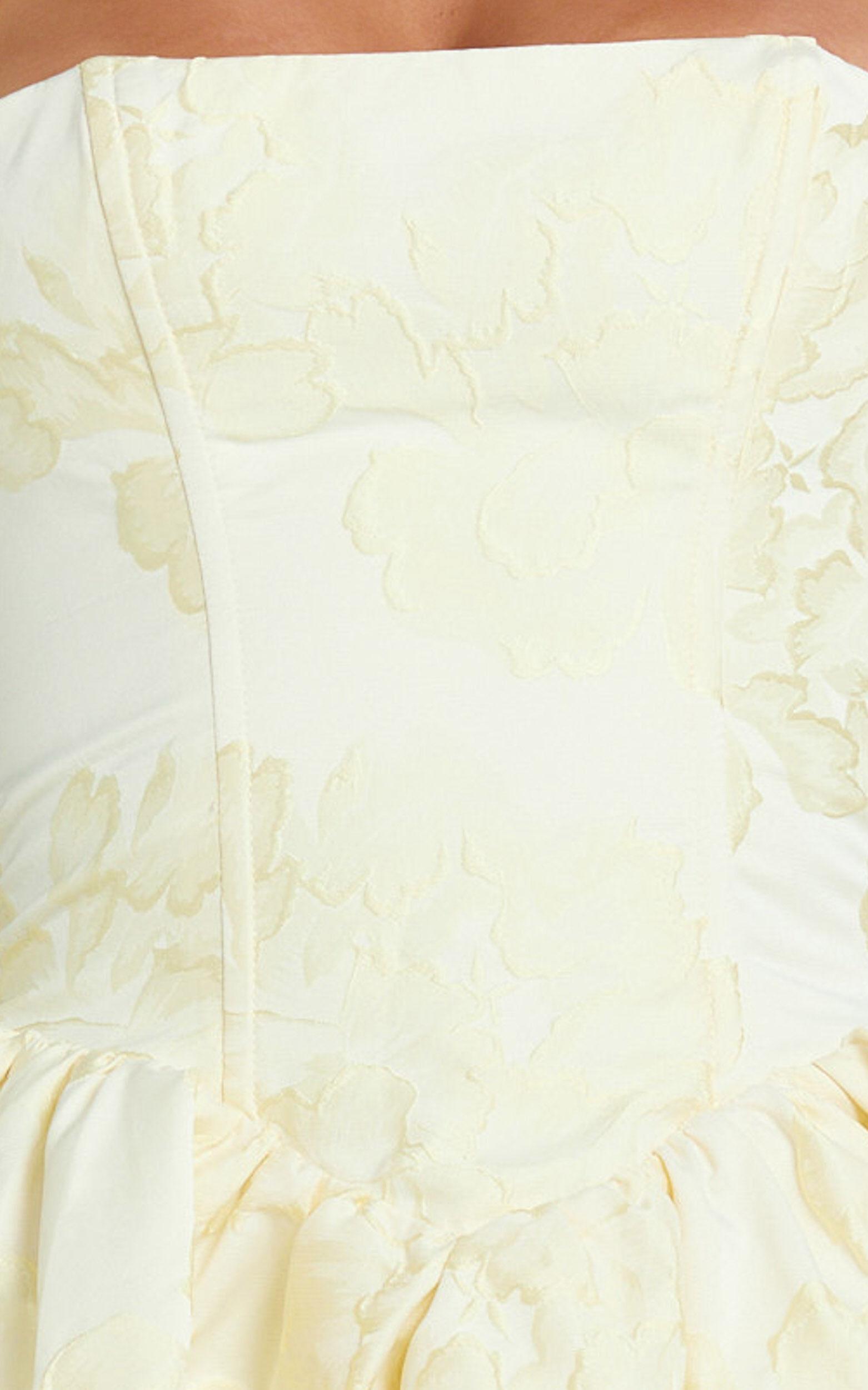 Maddy Mini Dress - Square Neck Halter Fit And Flare Dress in Lemon Product Image