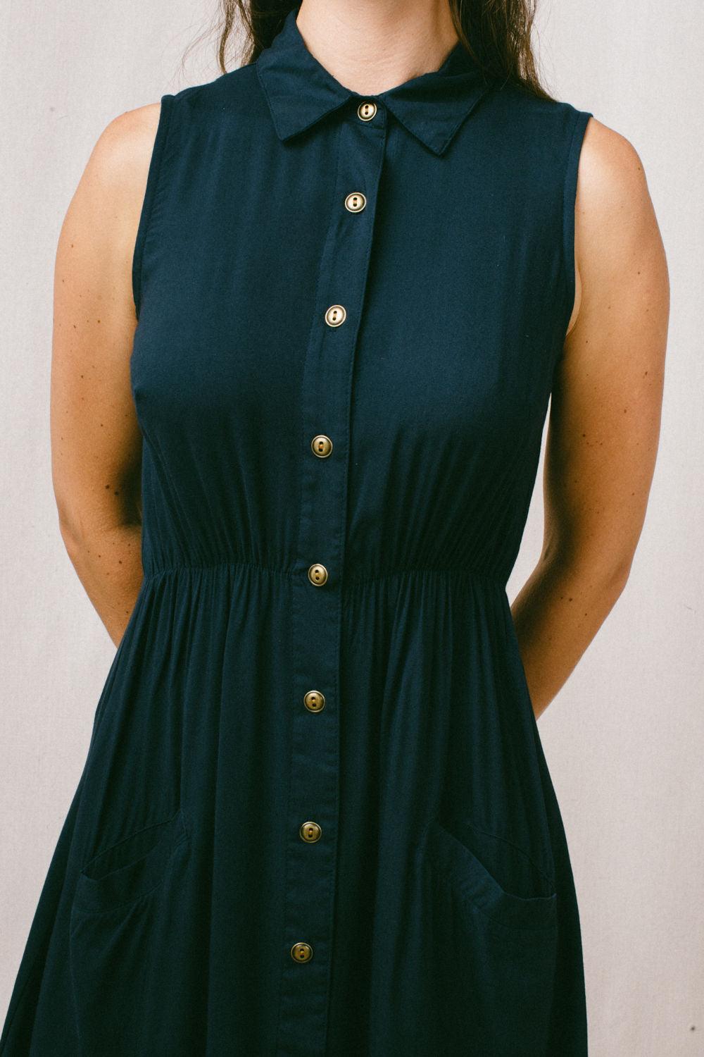Mona Dress in Navy Challis Product Image