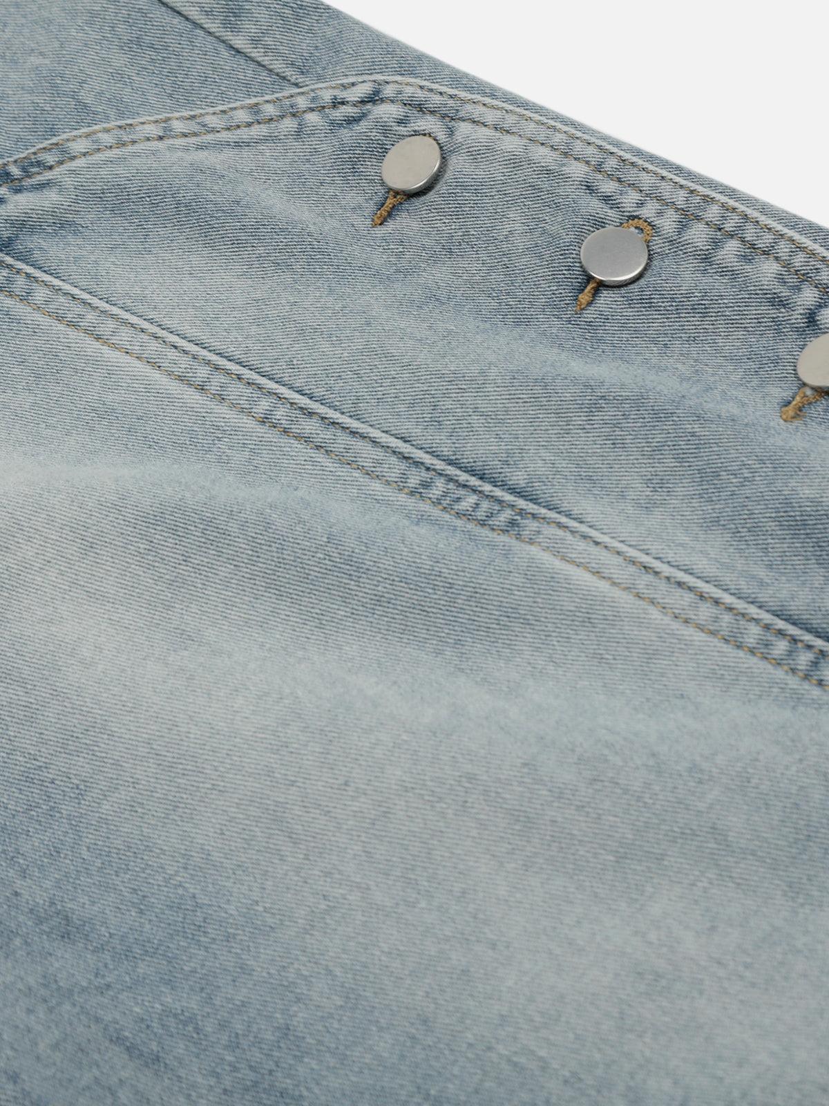 Aelfric Eden Button Patchwork Washed Baggy Jeans Product Image