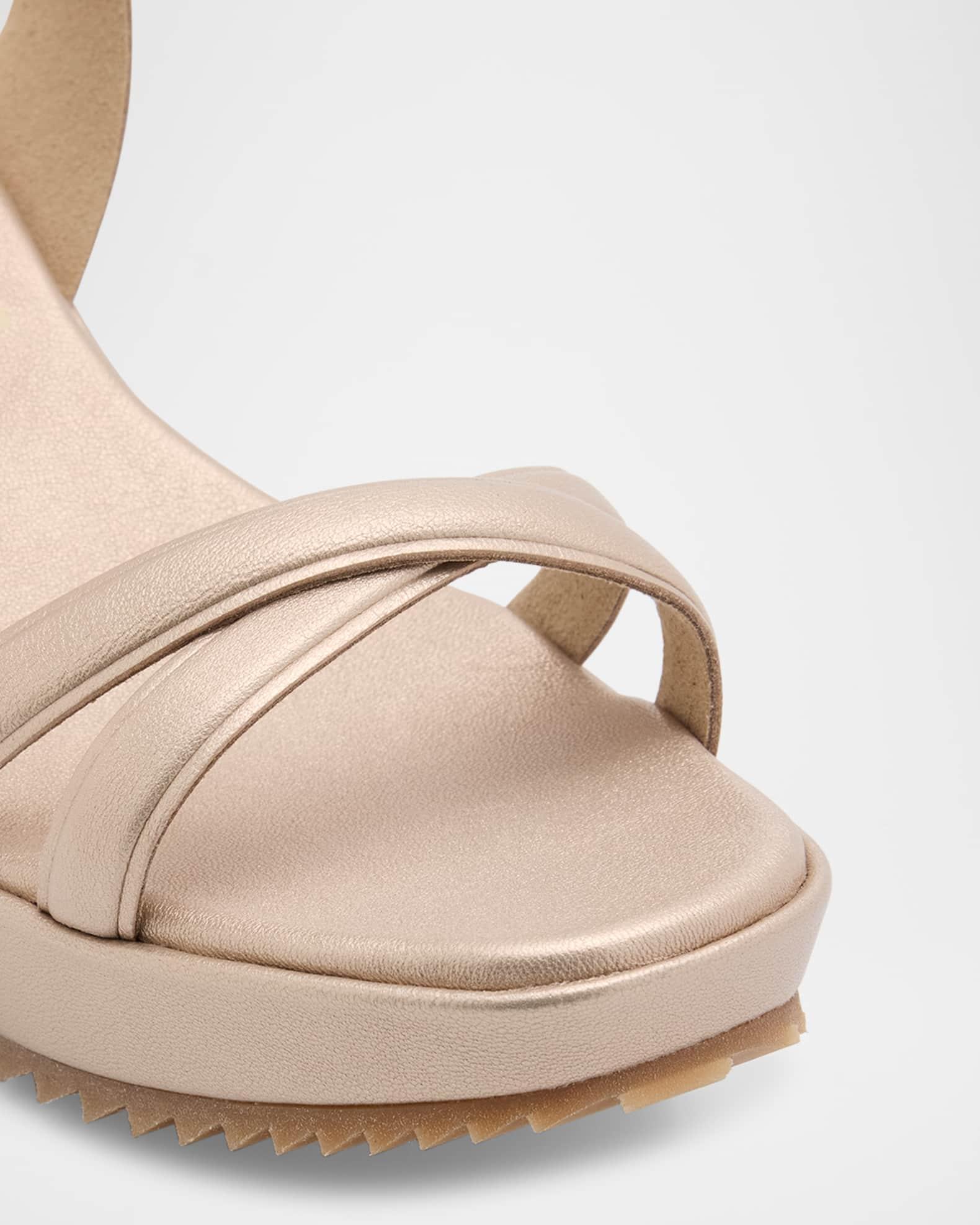 Finoa Metallic Leather Low Wedge Sandals Product Image