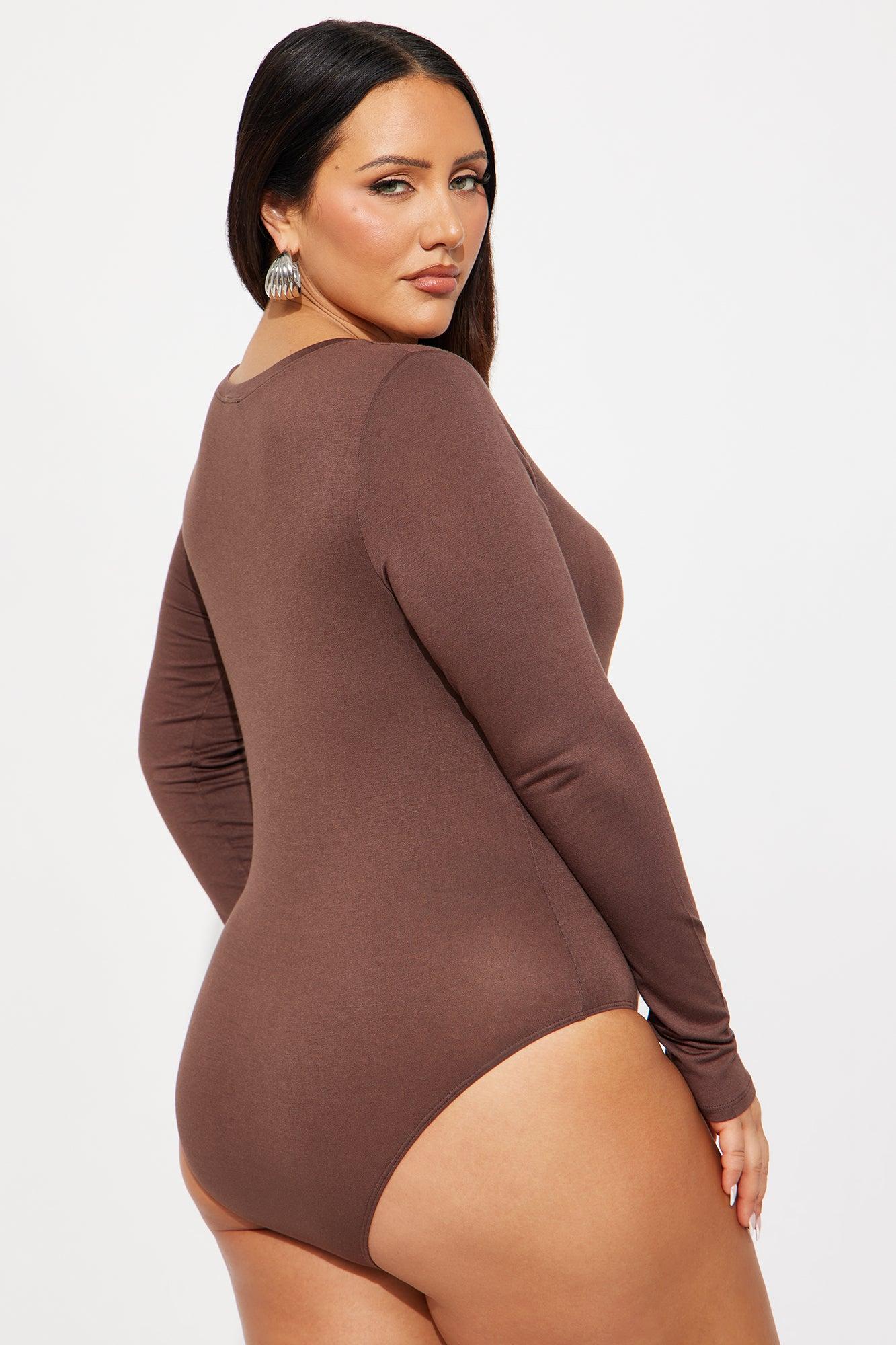 Marlene Scoop Neck Long Sleeve Bodysuit - Chocolate Female Product Image