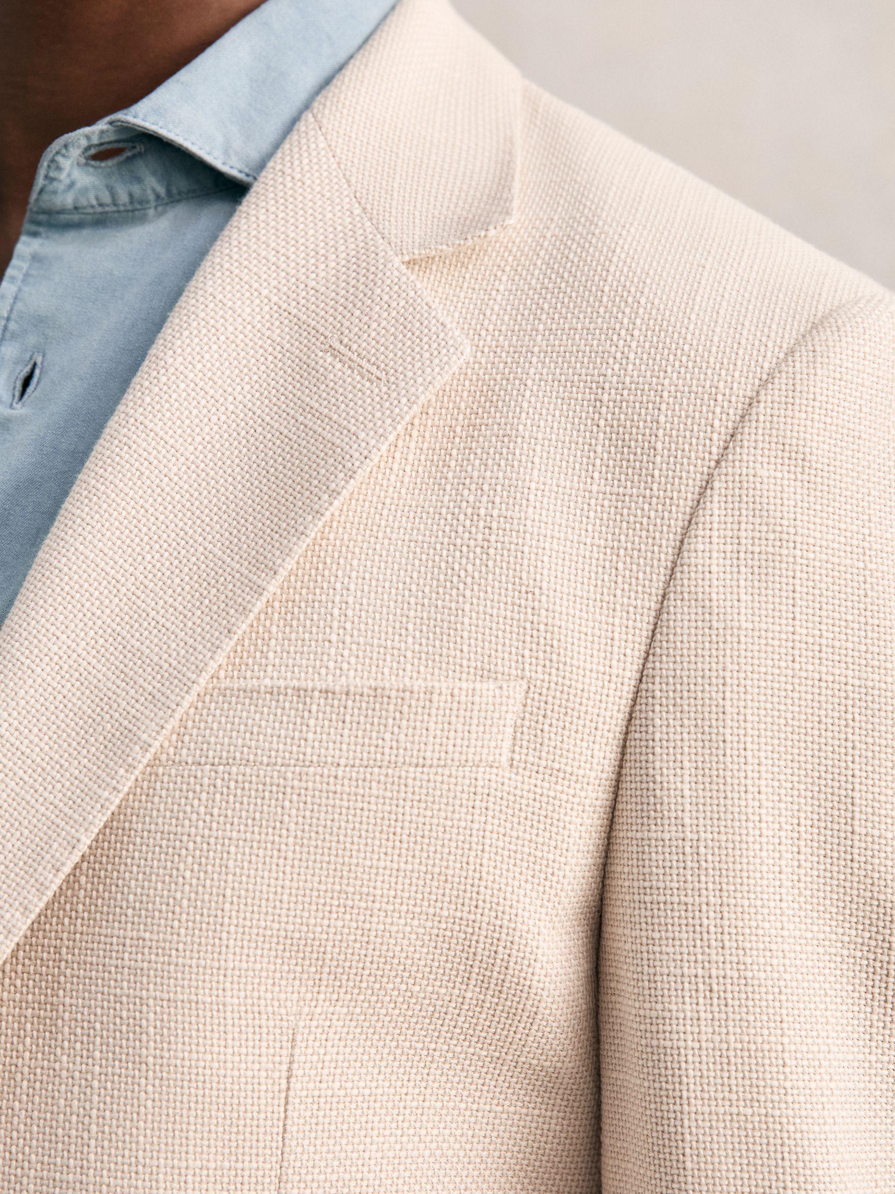 Slim Fit Single Breasted Textured Blazer with Cotton in Stone Product Image
