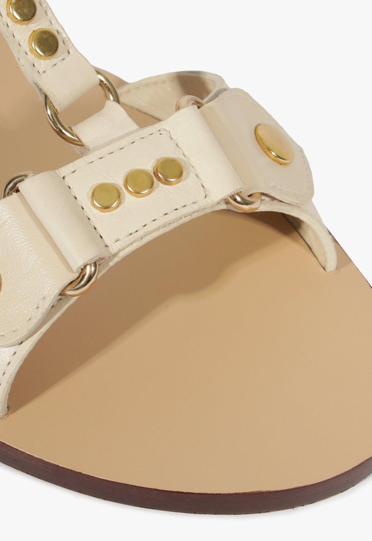 Stevie White Leather Flat Sandal Product Image