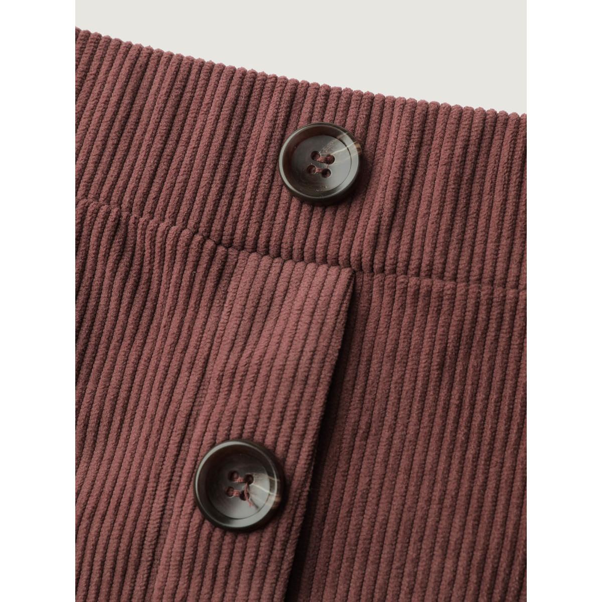 Plus Size Snowflake Effect Button Detail Maxi Skirt Women DarkBrown Leisure Texture Bodycon Low stretch Slanted pocket Casual Skirts BloomChic 10/M Product Image