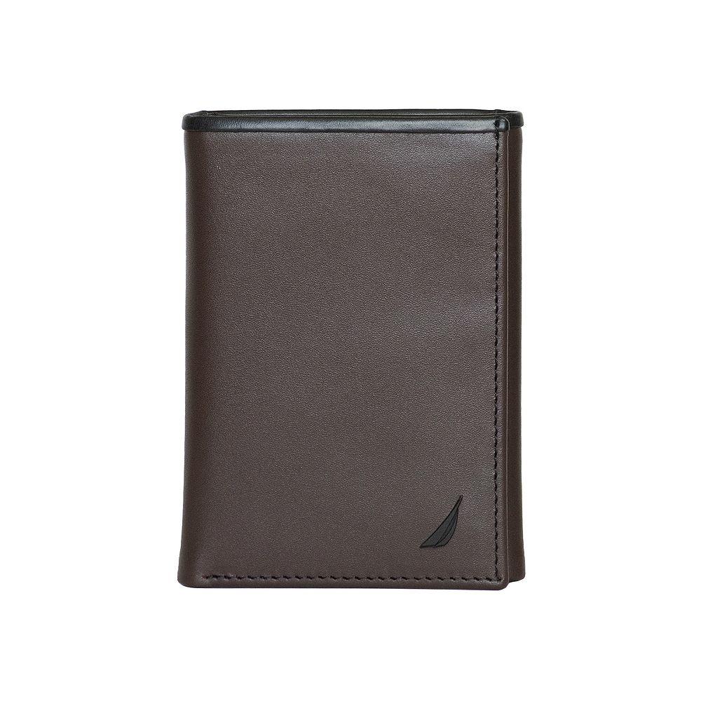 Men's Nautica Pop Color RFID-Blocking Leather Trifold Wallet, Black Product Image