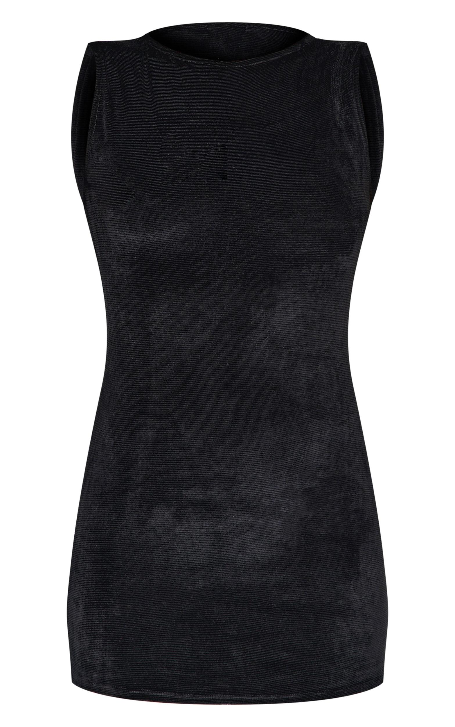 Black Cord Boat Neck Mini Dress Product Image