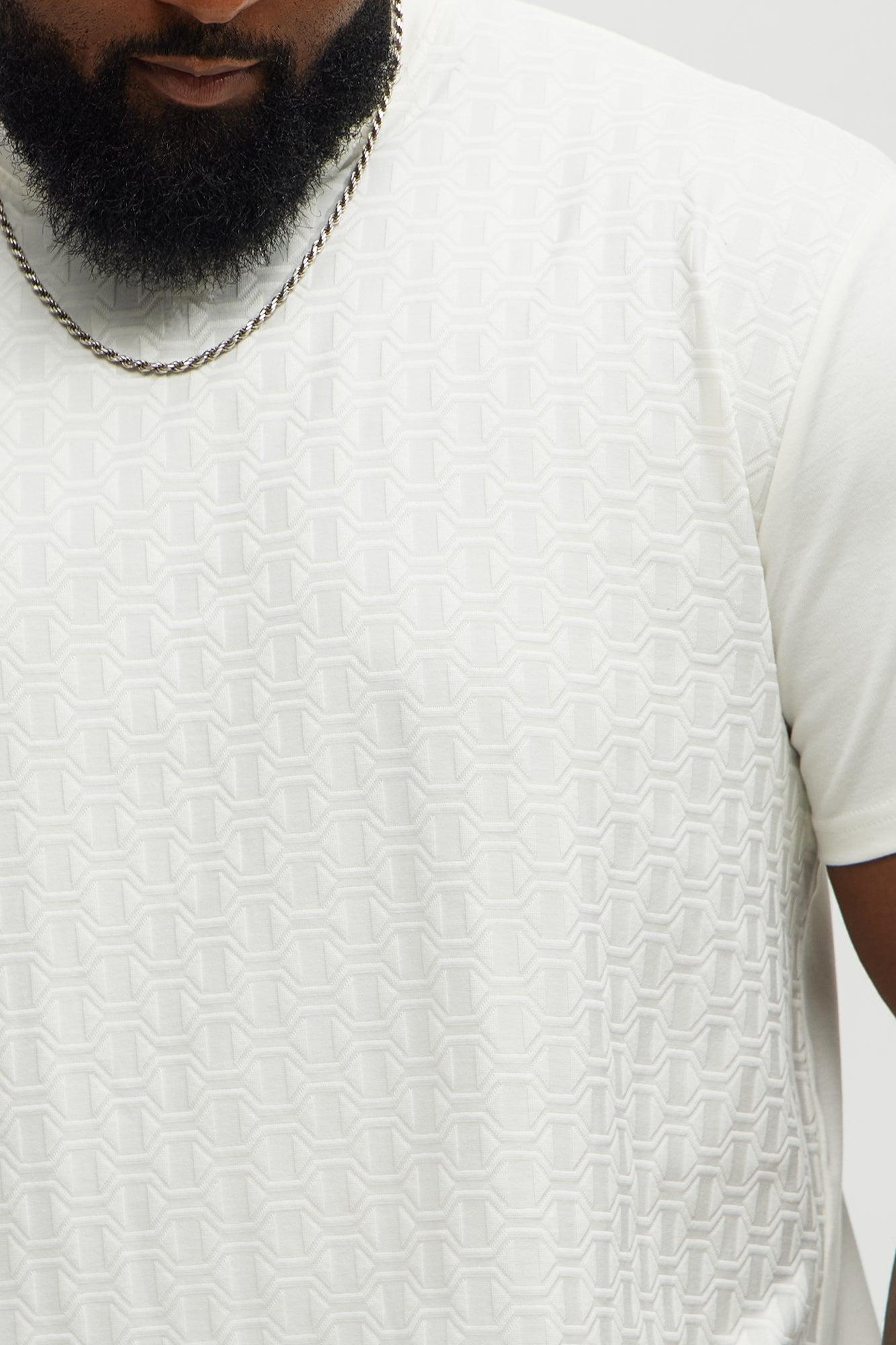 Textured Geometric Short Sleeve Tee - Off White Male Product Image