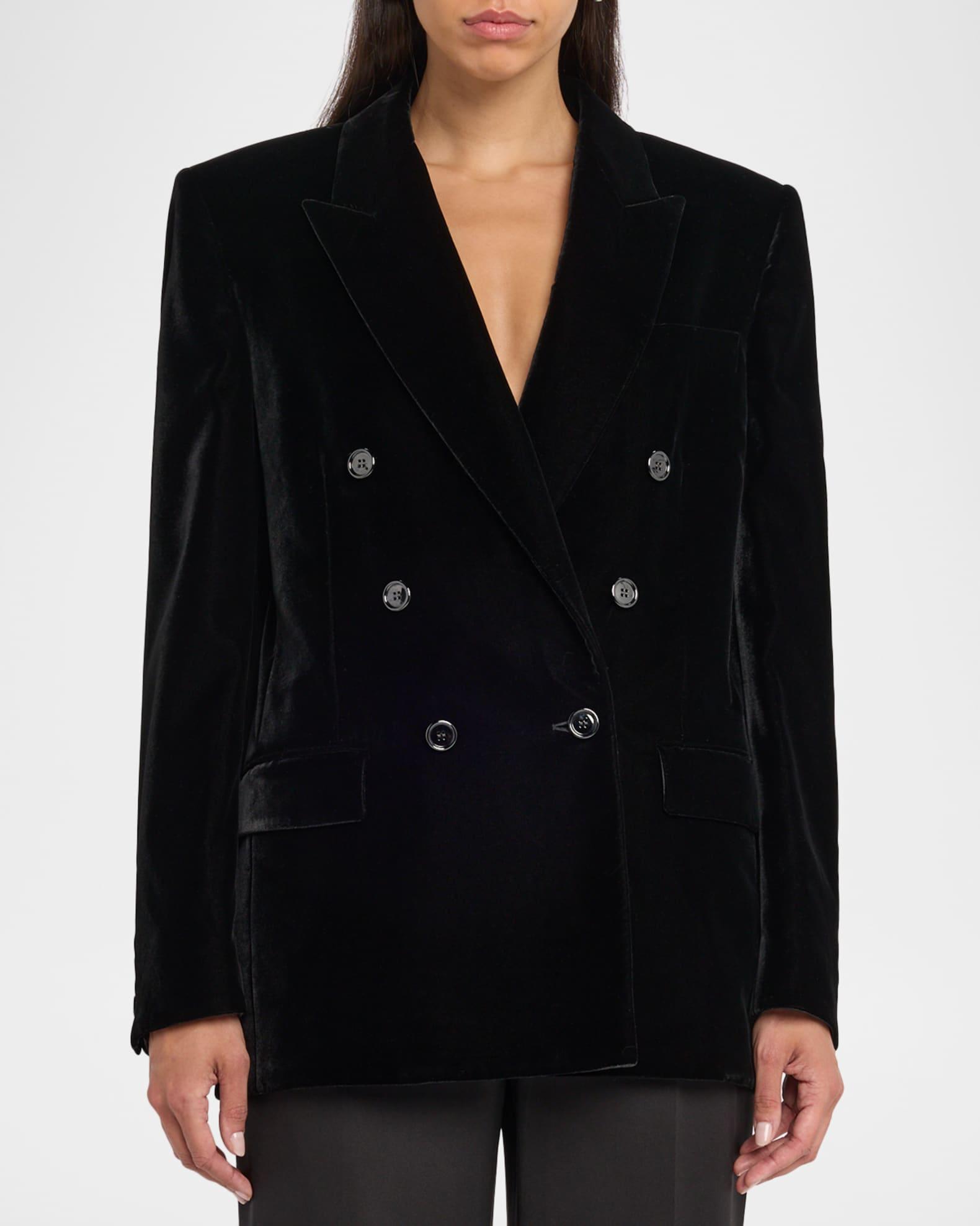 Velvet Double-Breasted Blazer Product Image