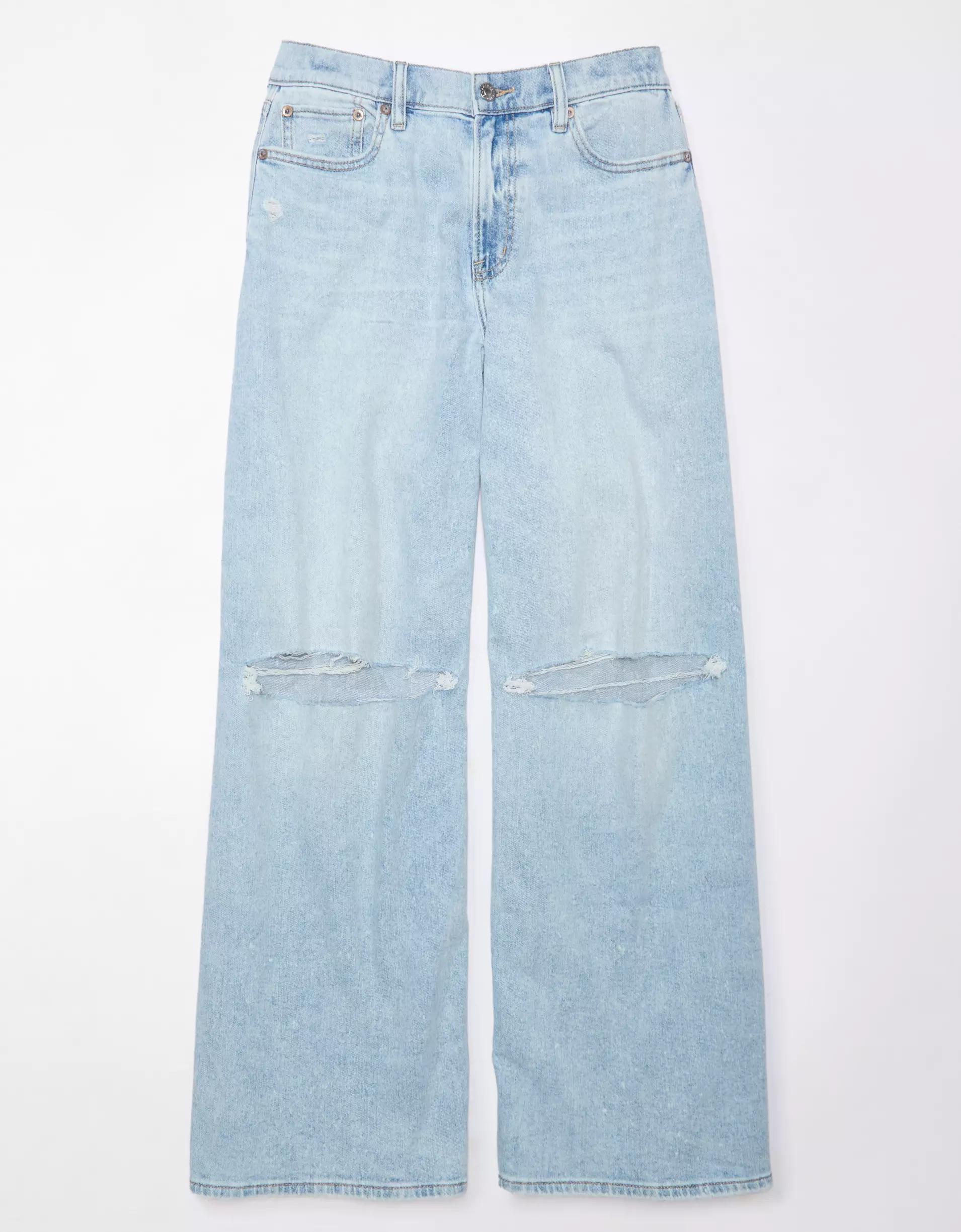 AE Dreamy Drape Stretch Ripped Baggy Ultra Wide-Leg Super High-Waisted Jean Product Image