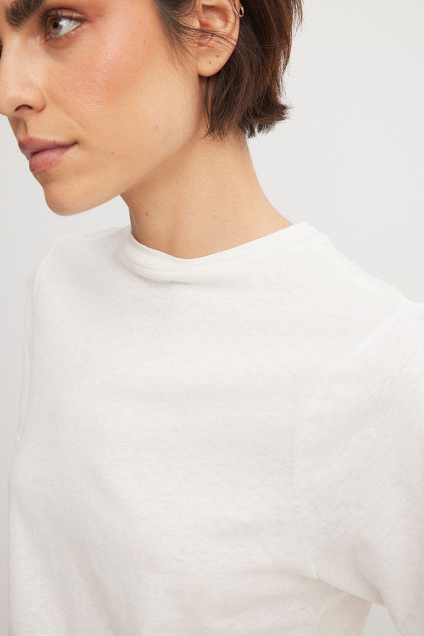 Linen Blend Round Neck T-shirt Product Image