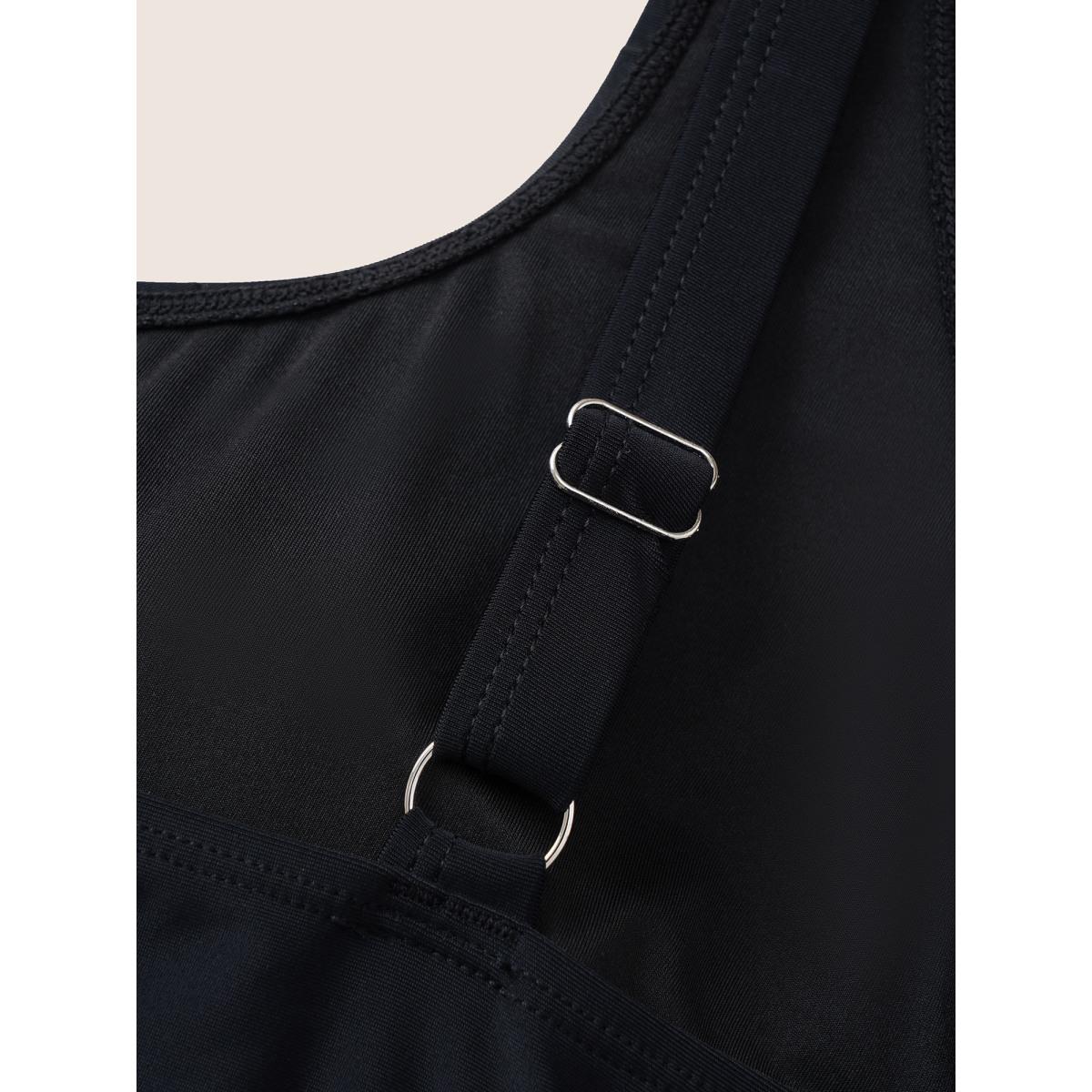 Plus Size Solid Ruched Metal Buckle Detail One Pieces Swimsuit Women's Swimwear Black Beach Non Curve Bathing Suits High stretch One Pieces BloomChic 26/4X Product Image