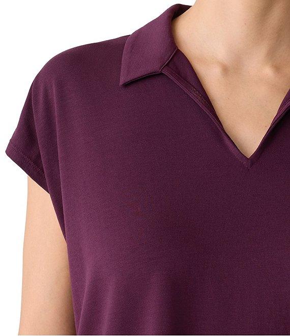 Eileen Fisher Jersey Knit Collar V-Neck Cap Sleeve Top Product Image
