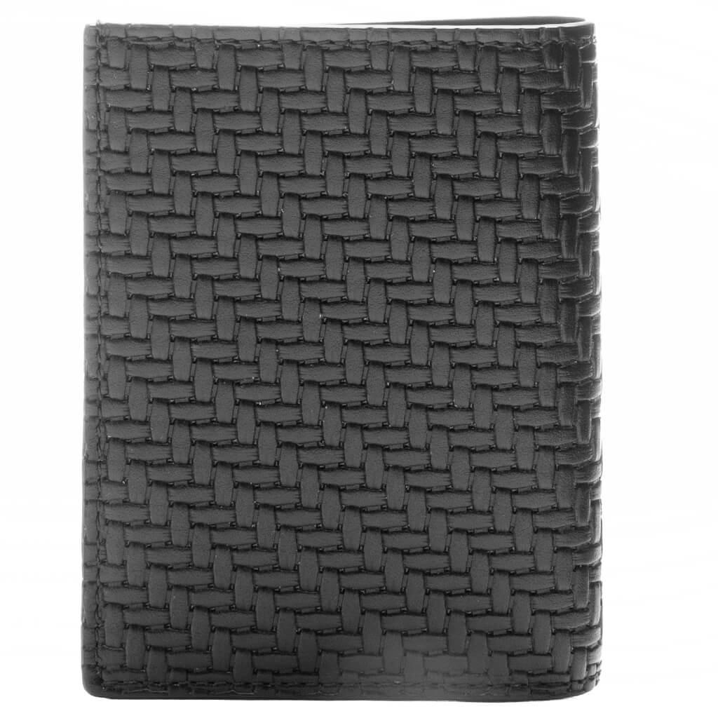 Braided Effect Leather Card Holder - Black Product Image