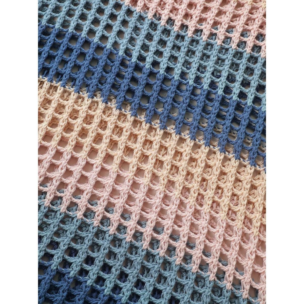 Plus Size Colorblock Contrast Cut Out Mesh Swim Cover Up Women's Swimwear Multicolor Beach Loose See through Curve Swim Cover Ups BloomChic 12/L Product Image