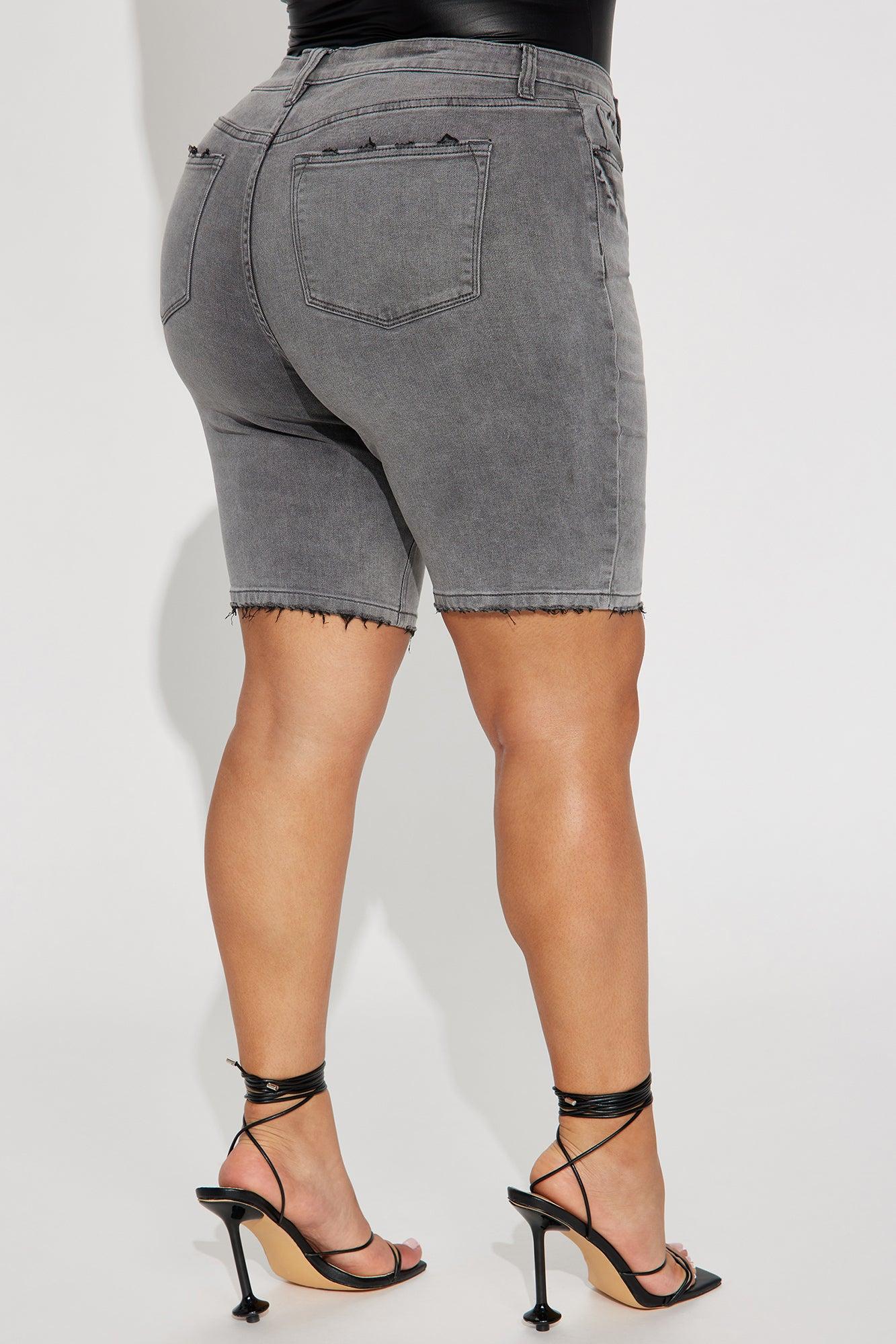 On The List Deluxe Stretch Bermuda Shorts - Grey Product Image