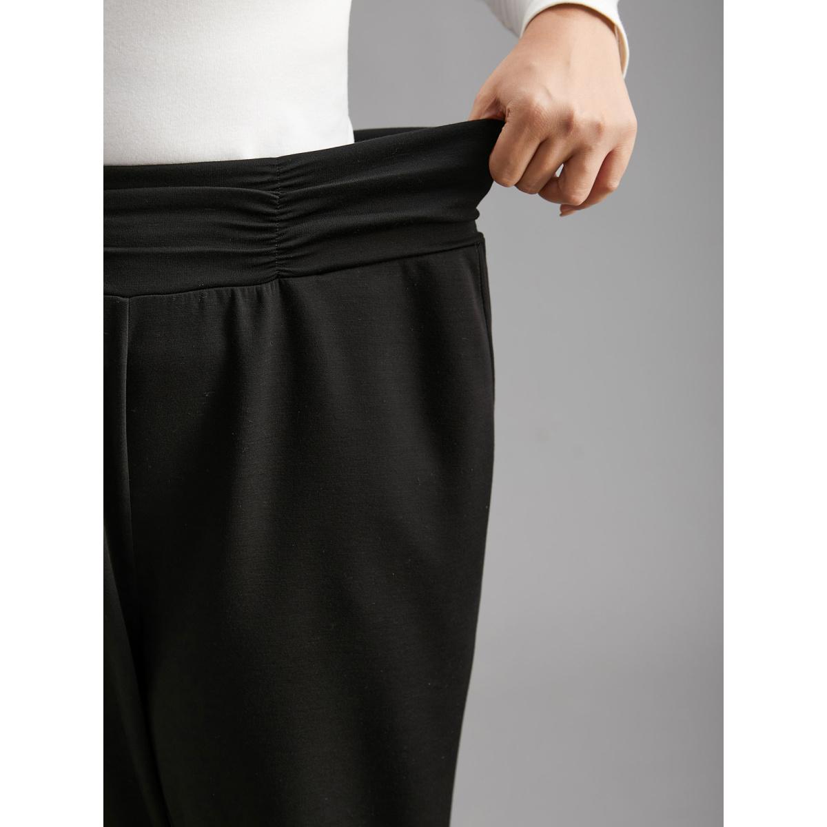 Plus Size Supersoft Essentials Elastic Waist Pockets Jogger Pants Women Black Casual Mid Rise Everyday Pants BloomChic 10/M Product Image