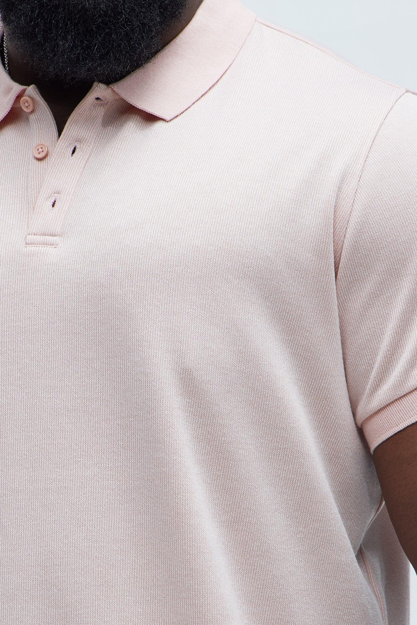 Subtle Stripes Textured Polo - Pink Product Image