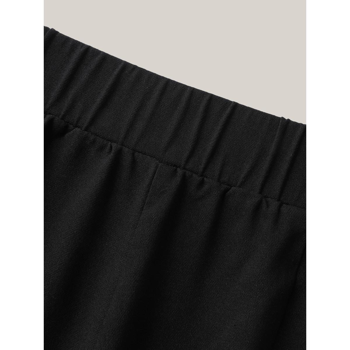 Plus Size Stretch Split Hem Pockets Skinny Pants Women Black Office Skinny Mid Rise Office Pants BloomChic 12/L Product Image