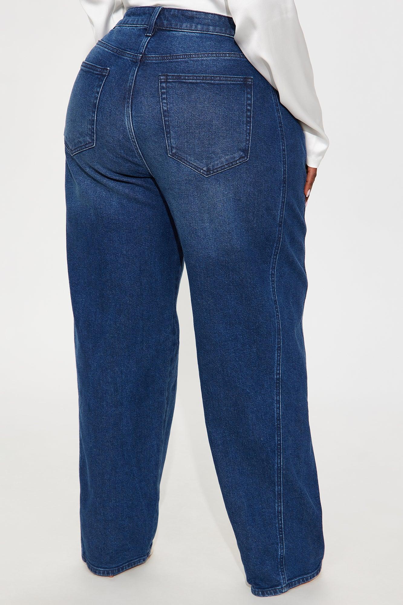 Called Out Low Stretch Barrel Leg Jeans - Dark Wash Female Product Image