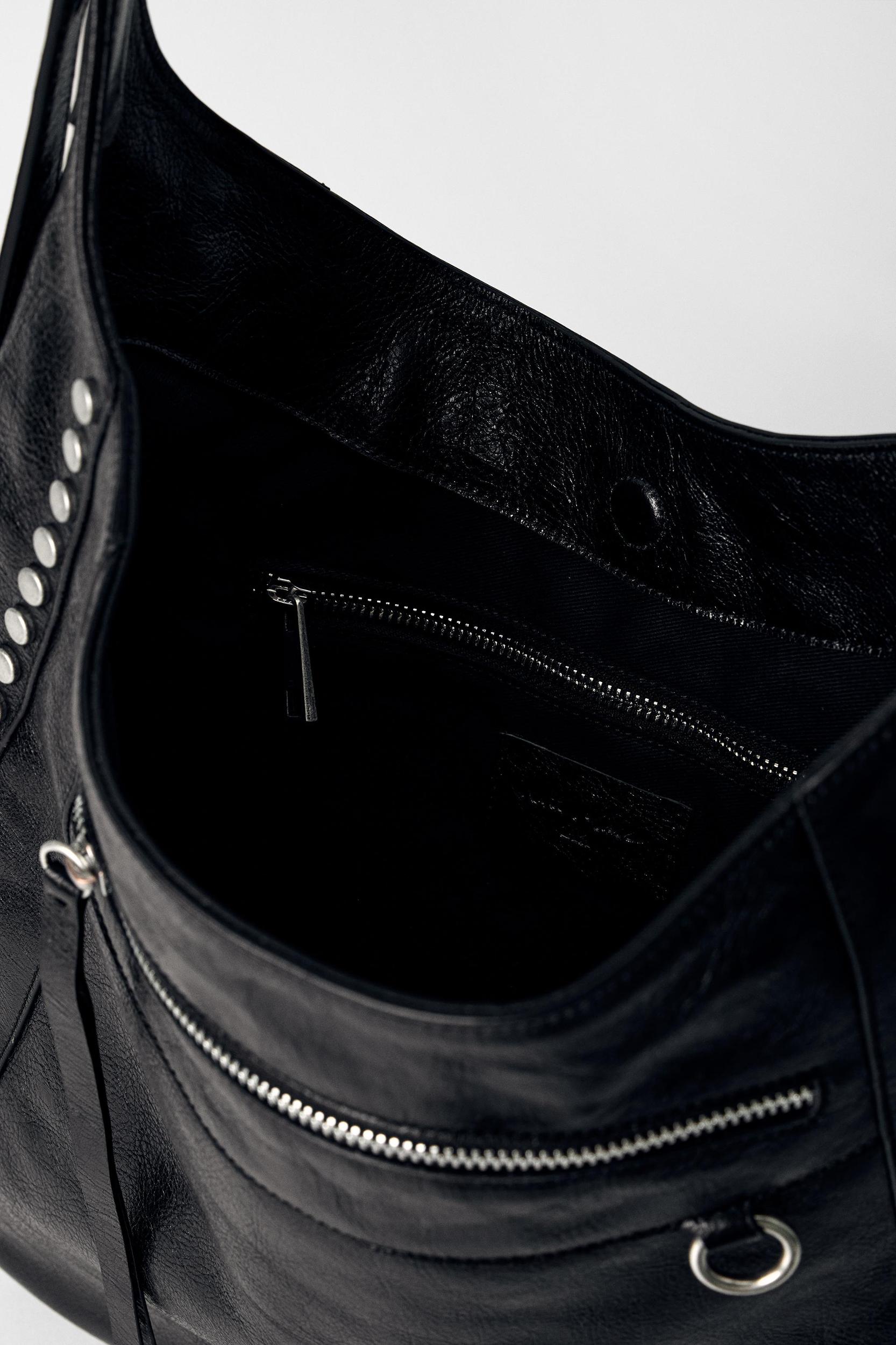 LEATHER BUCKET BAG WITH METAL DETAIL KATE MOSS X ZARA Product Image