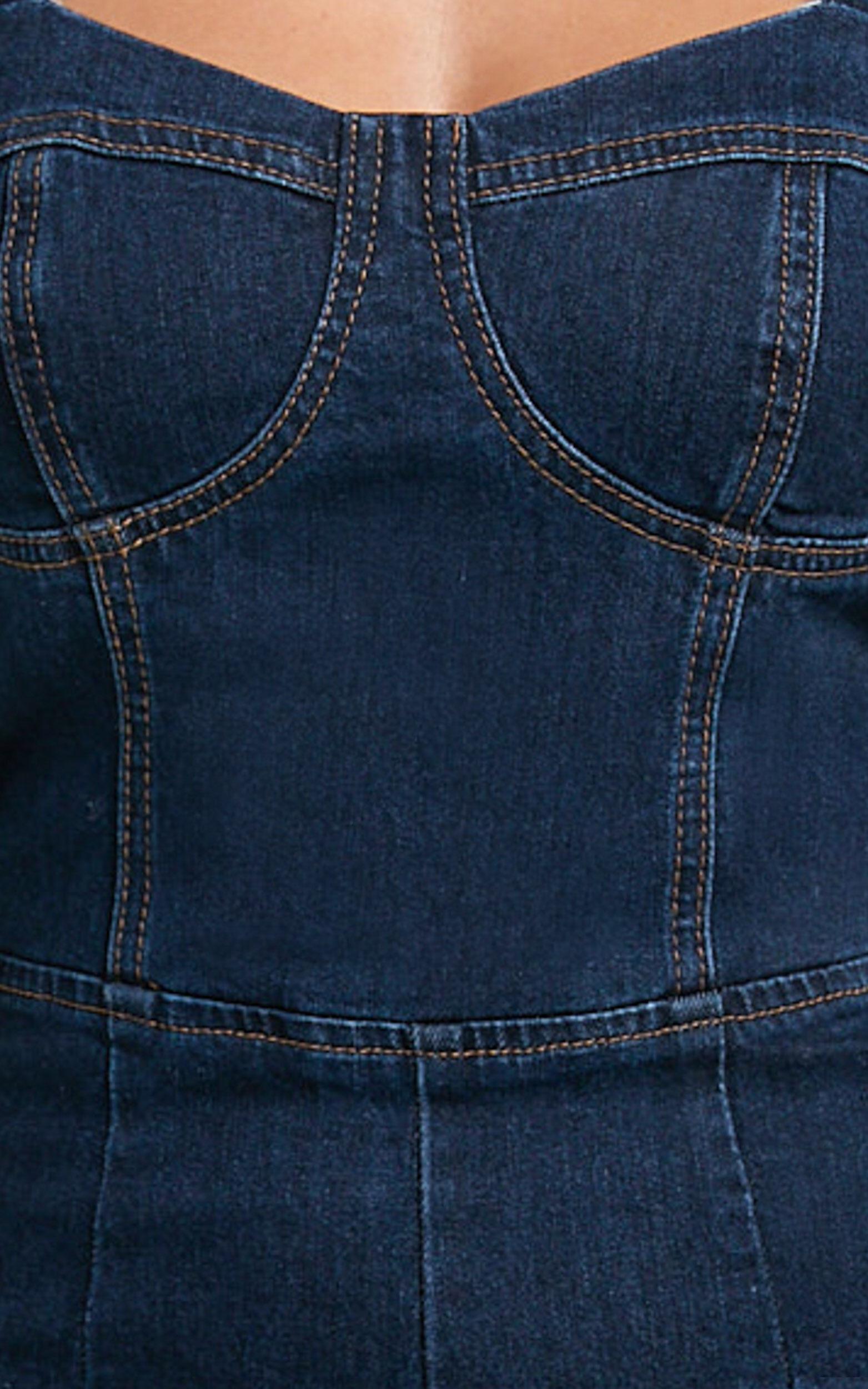 Avie Jumpsuit - Denim Fitted Jumpsuit in Indigo Product Image