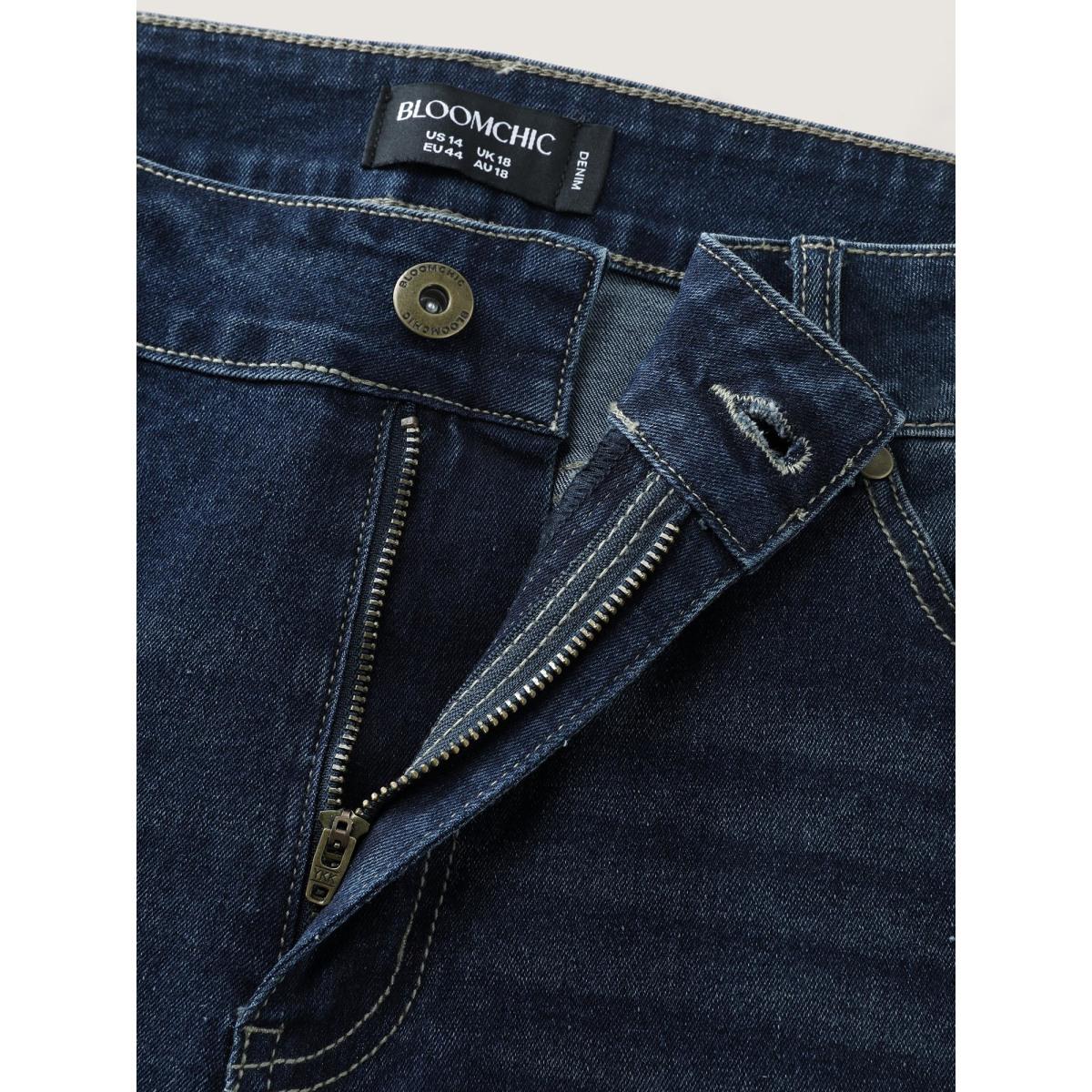 Plus Size Stretchy Mid-Rise Skinny Fit Jeans Women Bluevintage Leisure Distressed High stretch Slanted pocket Jeans BloomChic 22/3X Product Image