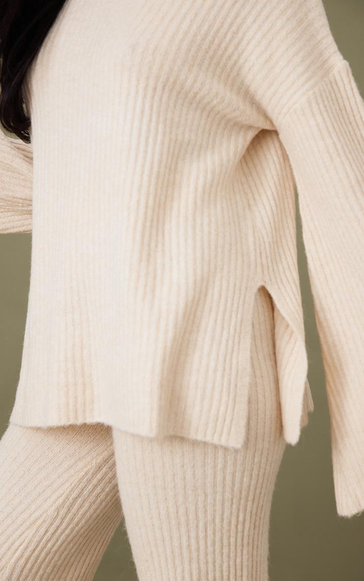 Tall Oatmeal Luxe Rib Knit Oversized Sweater Product Image