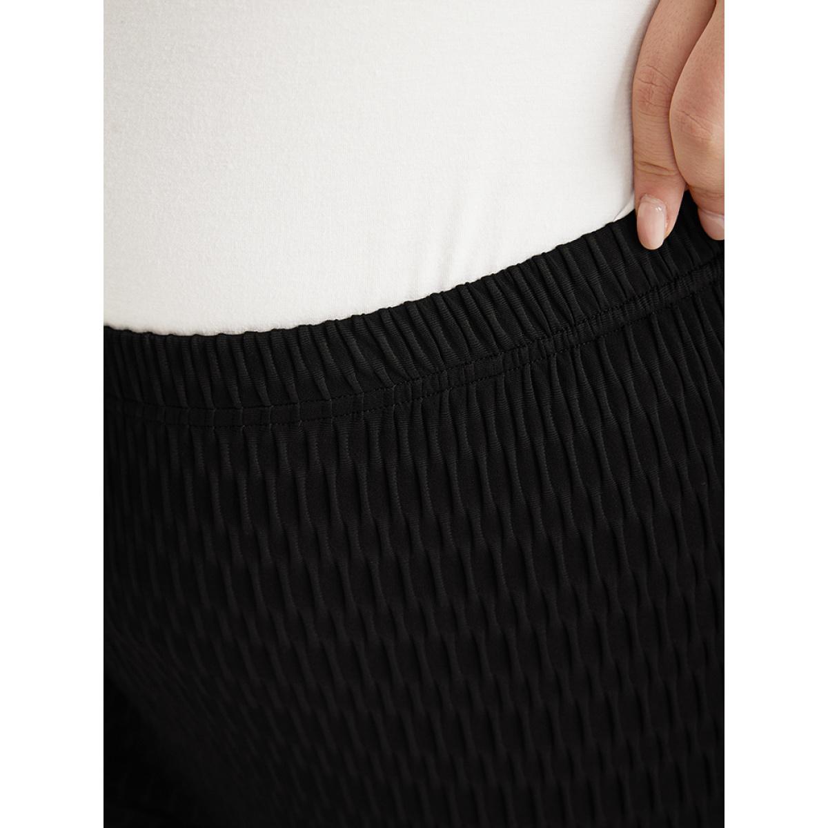 Plus Size Solid Plisse High Rise Skinny Leggings Women Black Casual High stretch Skinny High Rise Dailywear Leggings BloomChic 18-20/2X Product Image