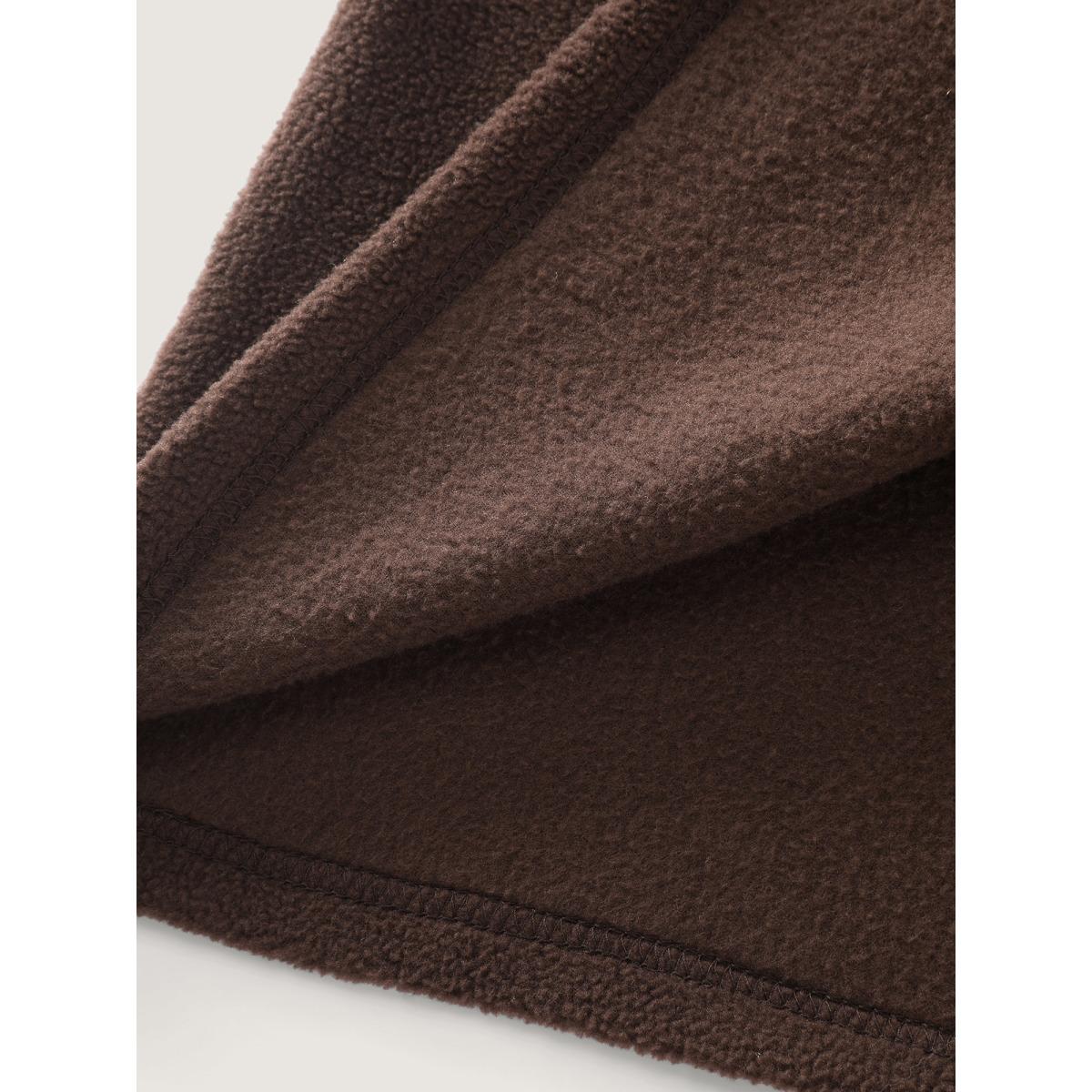 Plus Size Dacron Drawstring Waist Zipper Sweatshirt Women DarkBrown Leisure Drawstring Stand-up collar Casual Sweatshirts BloomChic 10/M Product Image