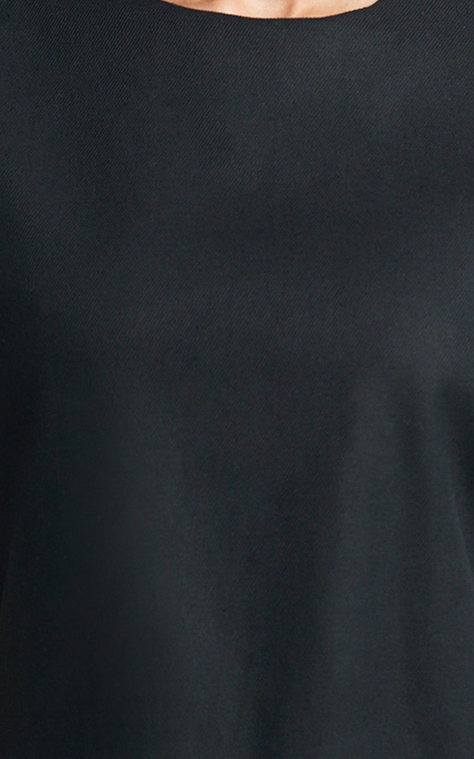 Lyons Mini Dress -  High Neck Short Sleeve Drop Waist Gathered Skirt Dress in Black Product Image