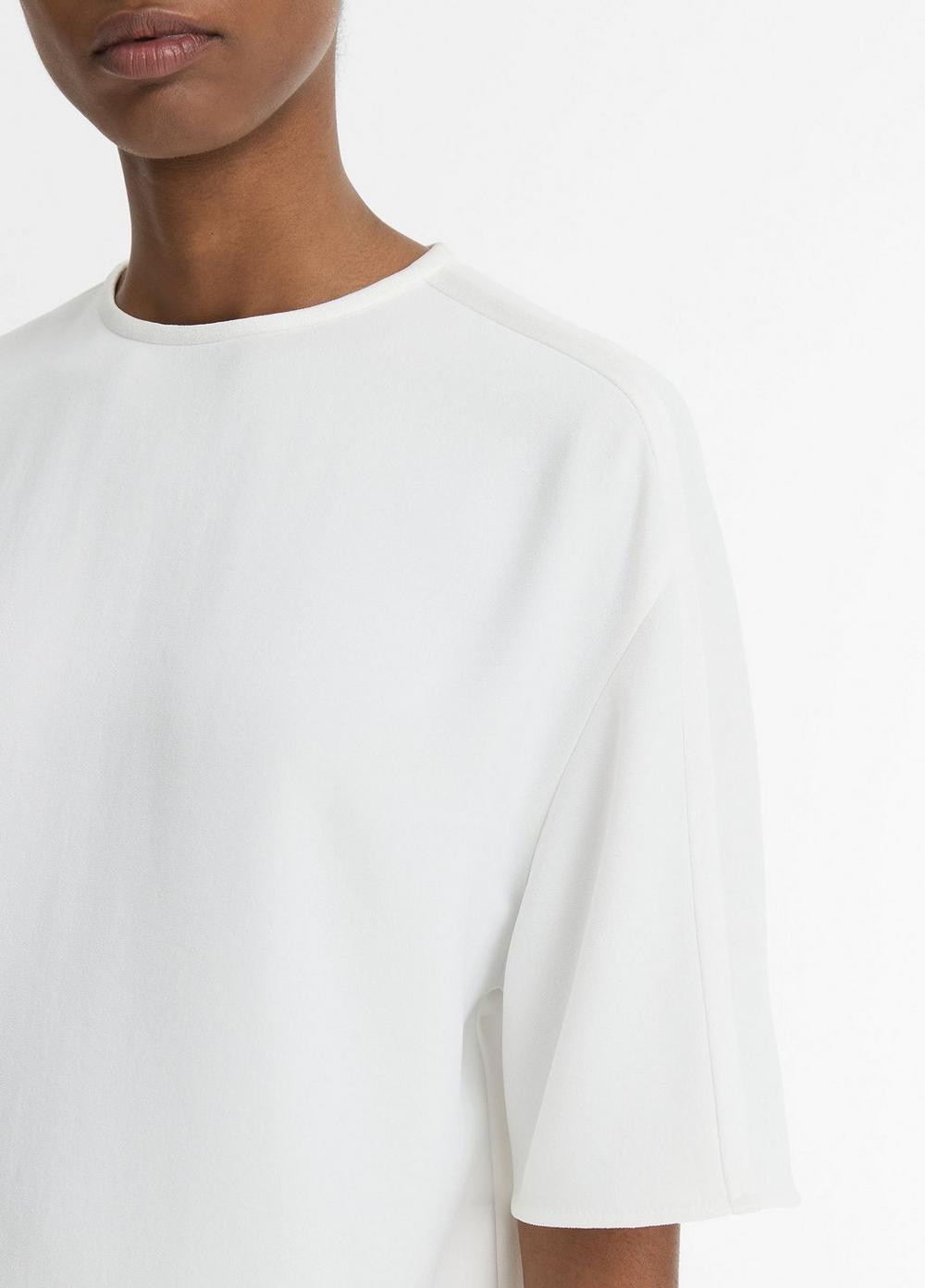 Satin-Trimmed Crepe T-Shirt Product Image