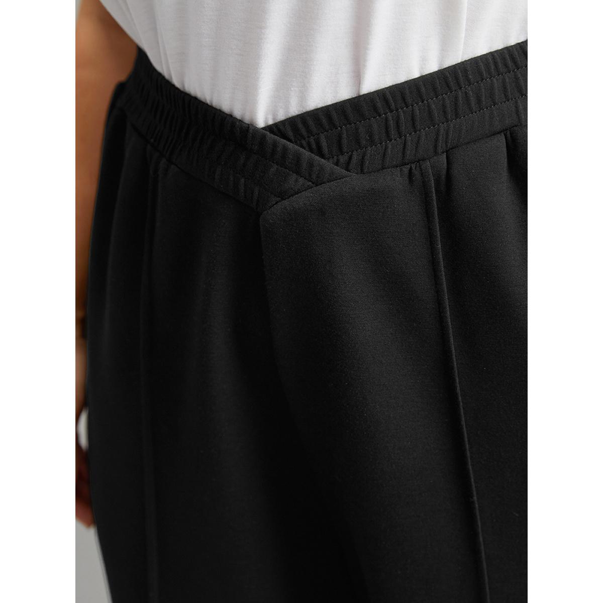 Supersoft Essentials Crossover Paperbag Waist Sweatpants Black Plus Size Women Casual Dailywear Plain 10/M Bloomchic Product Image