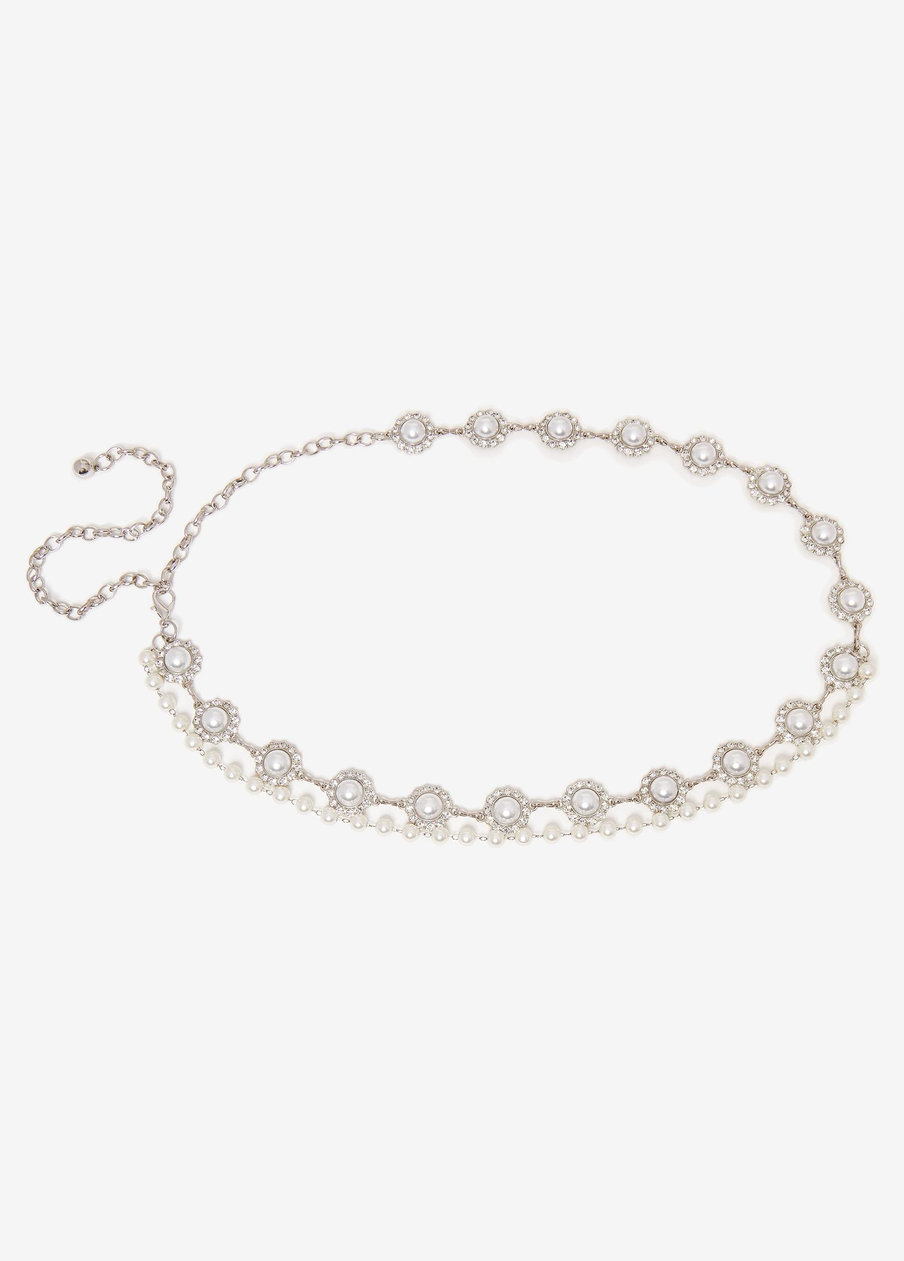 Faux Pearl And Crystal Chain Belt Product Image