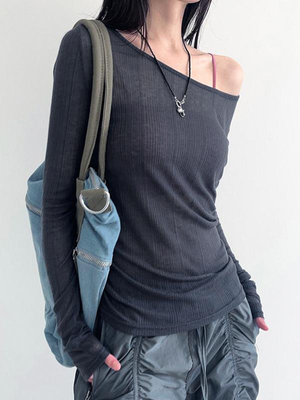 Solid Color Backless Long Sleeve Knit Product Image