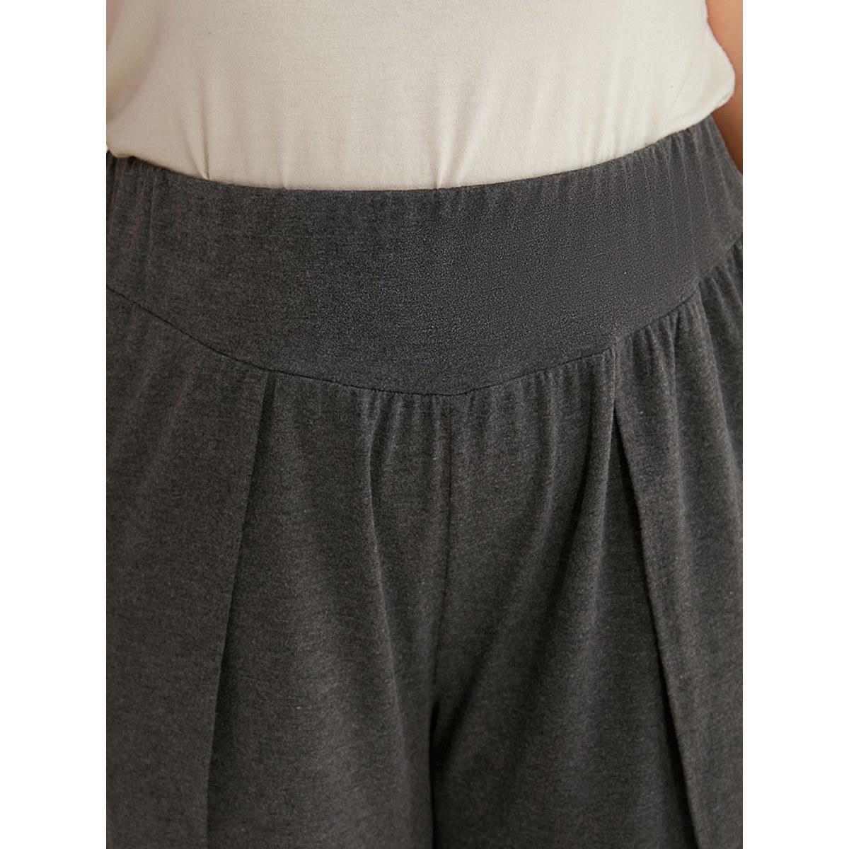 Plus Size Wideband Waist Tiered Wide Leg Pants Women DimGray Casual Wide Leg High Rise Dailywear Pants BloomChic 28/5X Product Image