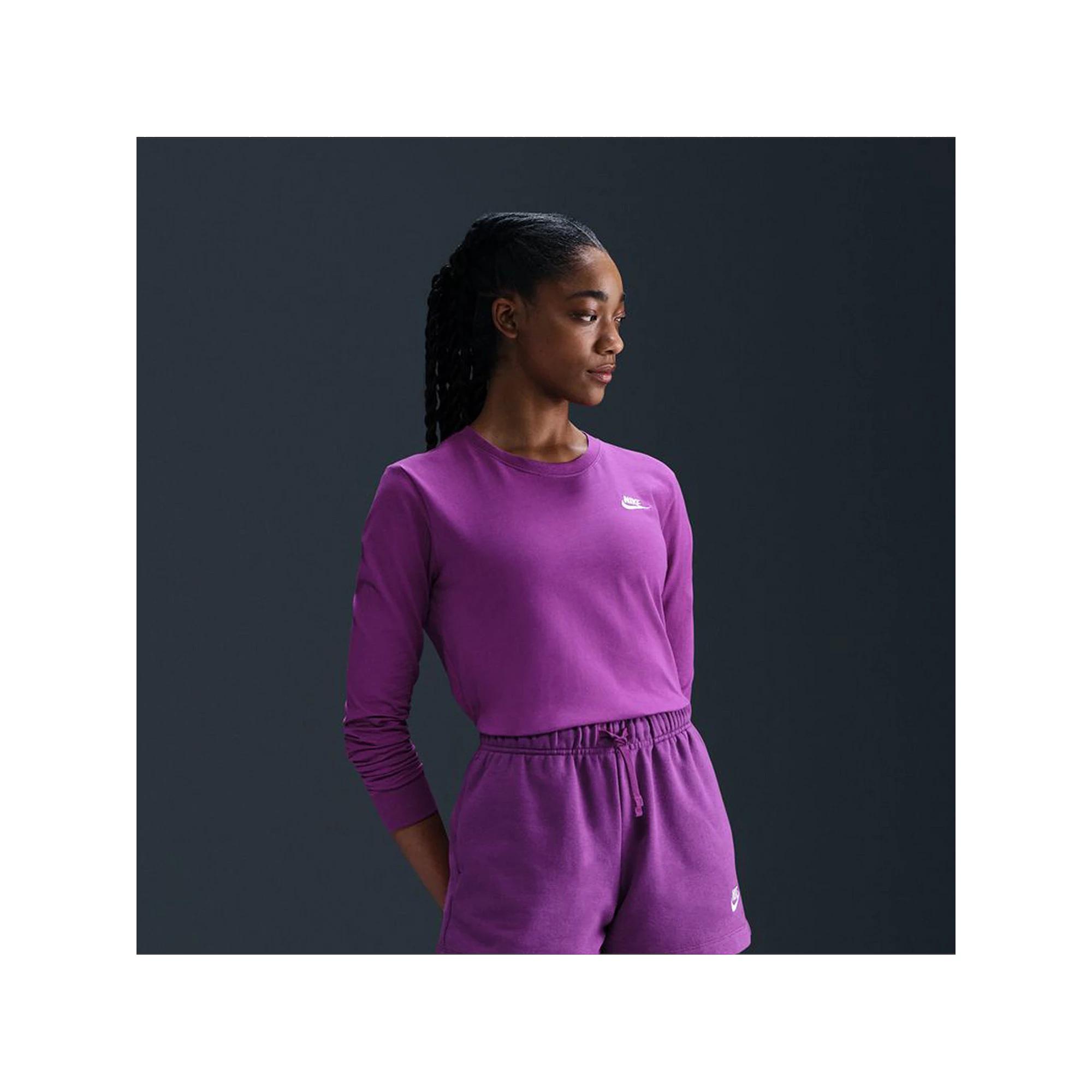 Women's Nike Sportswear Club Long Sleeve T-Shirt, Size: Medium, Bold Pink Product Image