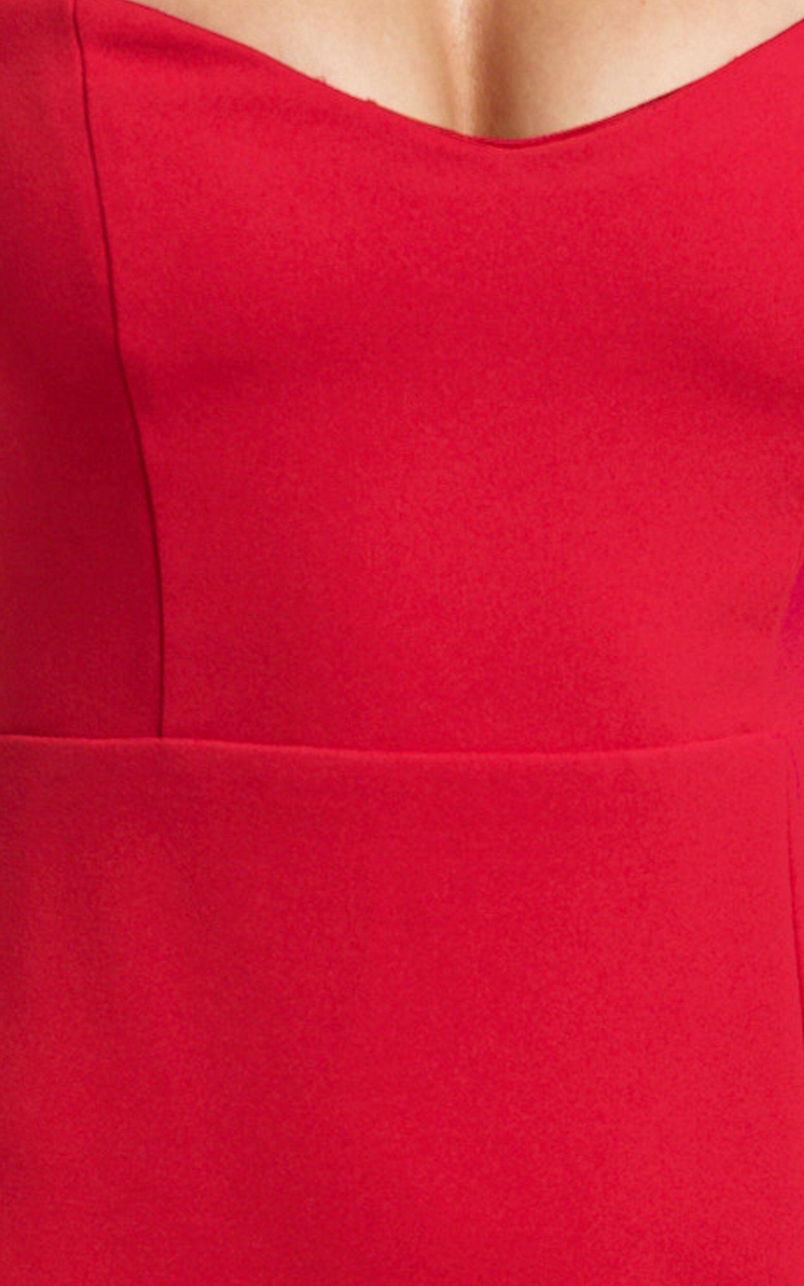 Gabrielle Maxi Dress - Cap Sleeve Sweetheart Neck Bodycon Dress in Red Product Image