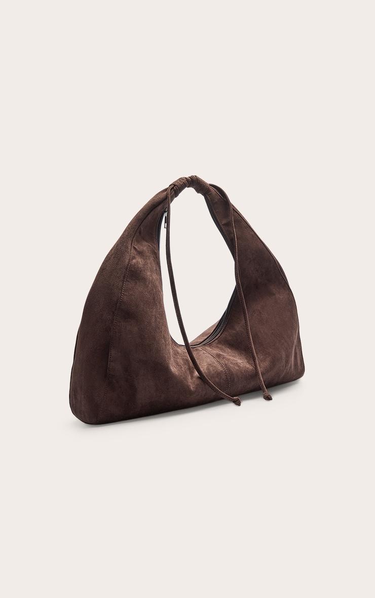 Chocolate Faux Suede Slouchy Shoulder Bag Product Image