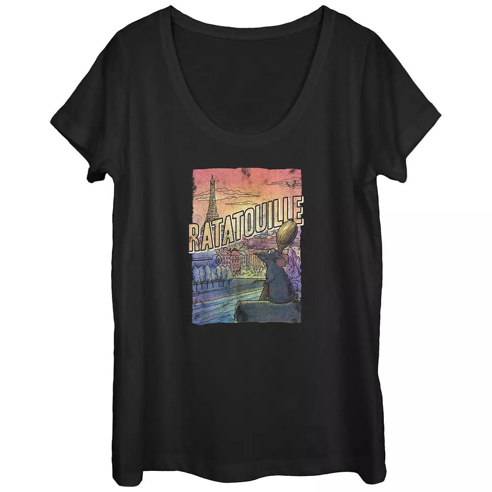 Disney / Pixar's Ratatouille Remi Overlooking Paris Scoop Neck Juniors' Graphic Tee, Women's,  Product Image