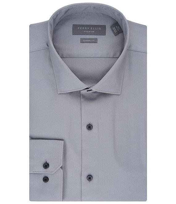 Perry Ellis Classic Fit Spread Collar Premium Luxe Sateen Dress Shirt Product Image