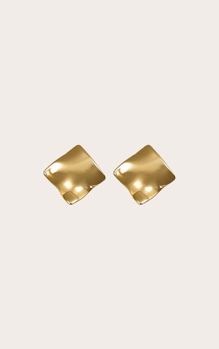 Gold Water Resistant Crinkle Twist Stud Earrings Product Image