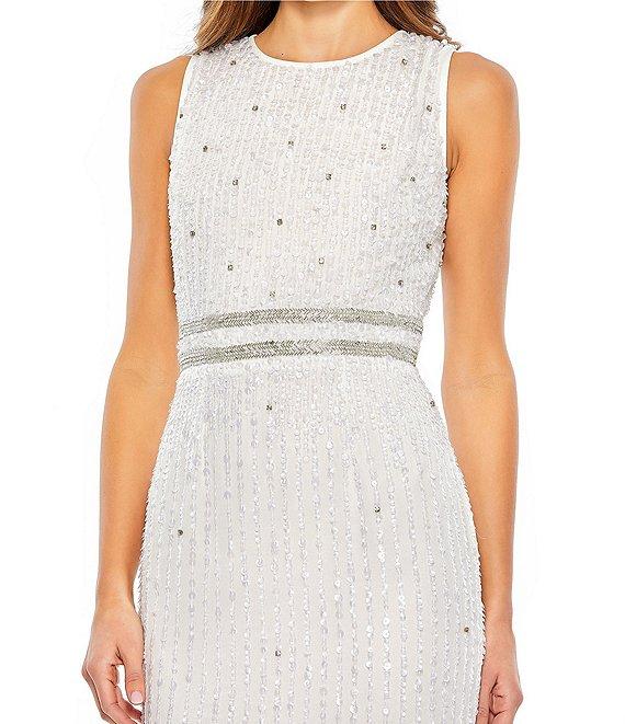 Mac Duggal Beaded Sleeveless Crew Neck Midi Dress Product Image