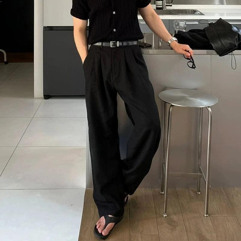 RT No. 18151 PLEATED LINEN STRAIGHT PANTS Product Image