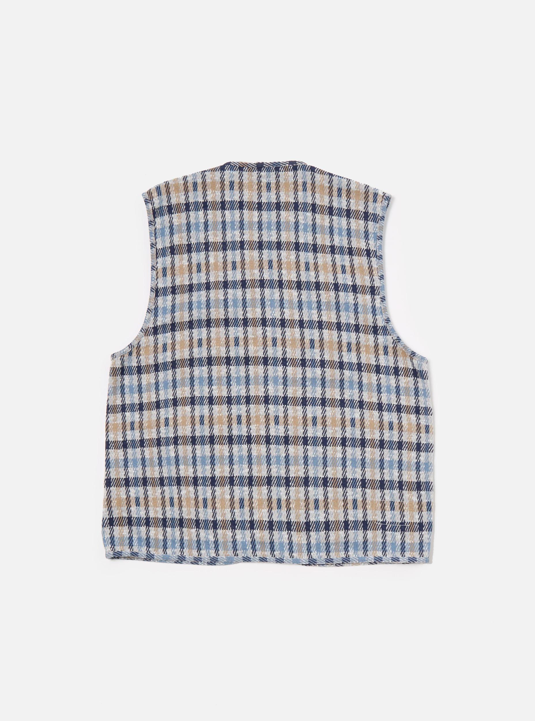 Brown/Blue Summer Check Zip Gilet Product Image