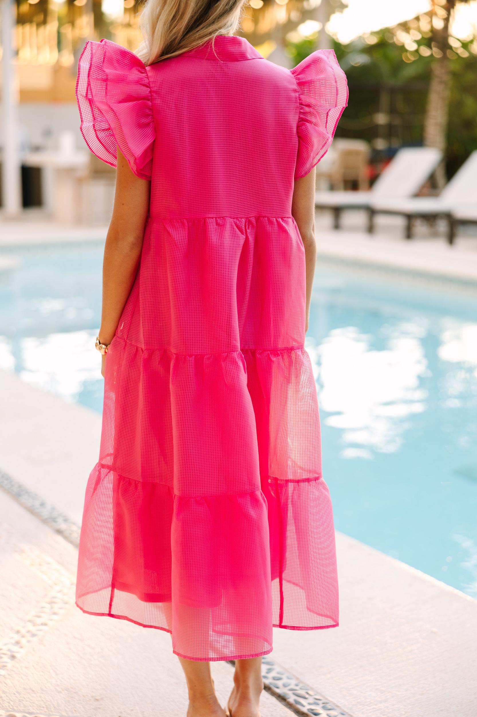 More Good Days Fuchsia Pink Midi Dress Female Product Image