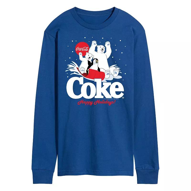 Men's CocaCoal Happy Holidays Sledding Long Sleeve Graphic Tee,  Product Image