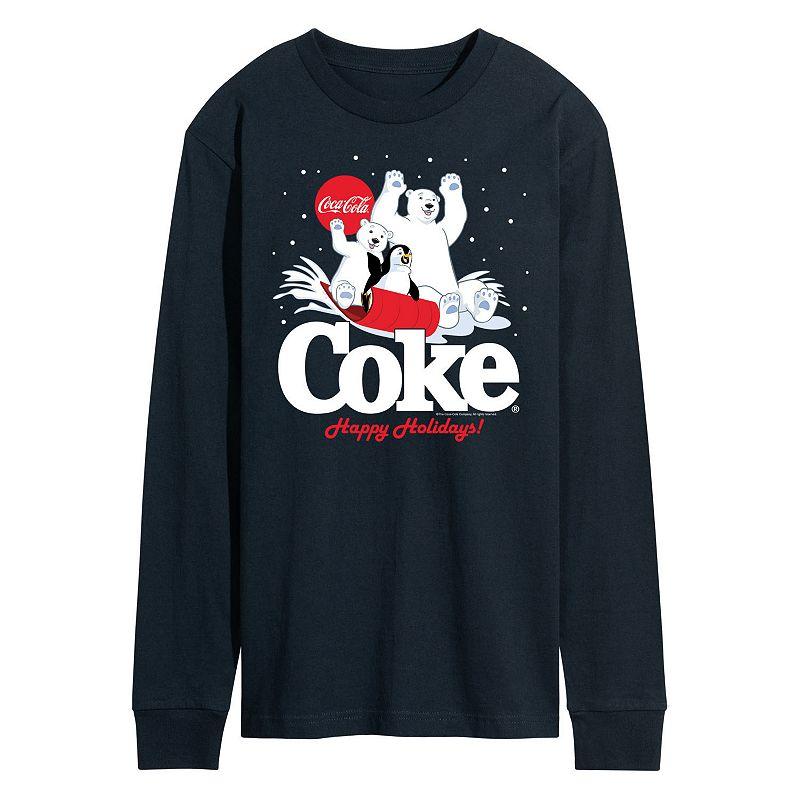 Men's CocaCoal Happy Holidays Sledding Long Sleeve Graphic Tee,  Product Image