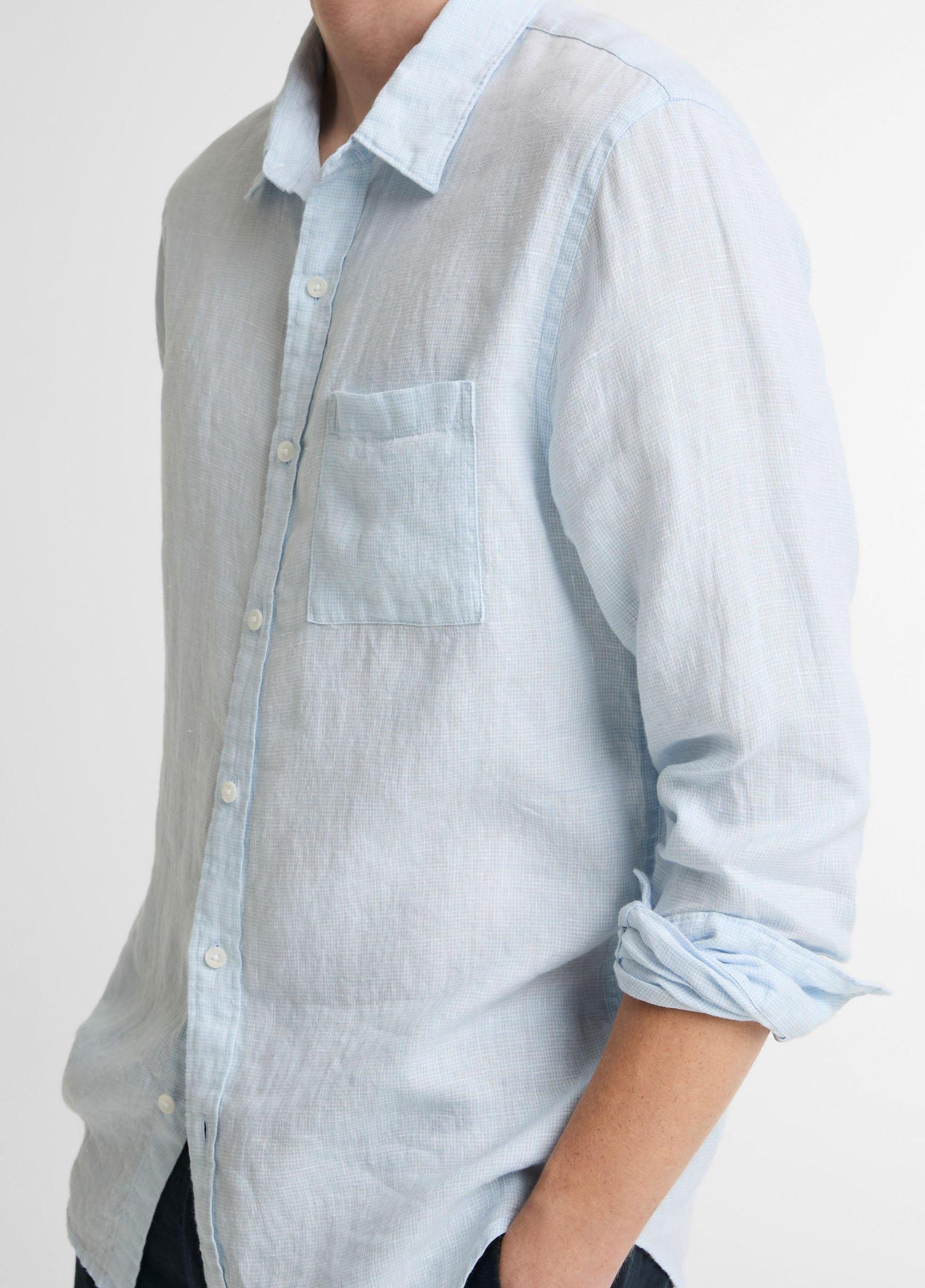 Houndstooth Linen Button-Front Shirt Product Image